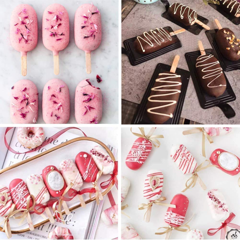 HASTHIP Cartoon kulfi Ice Cream Mold, Popsicle Mould Silicone, 2 Pieces in 6 Slots, with 100 Wooden Sticks, Reusable, Ice Cream Popsicle Maker, Easy Release HASTHIP Cartoon kulfi Ice Cream Mold, Popsicle Mould Silicone, 2 Pieces in 6 Slots, with 100 Wooden Sticks, Reusable, Ice Cream Popsicle Maker, Easy Release